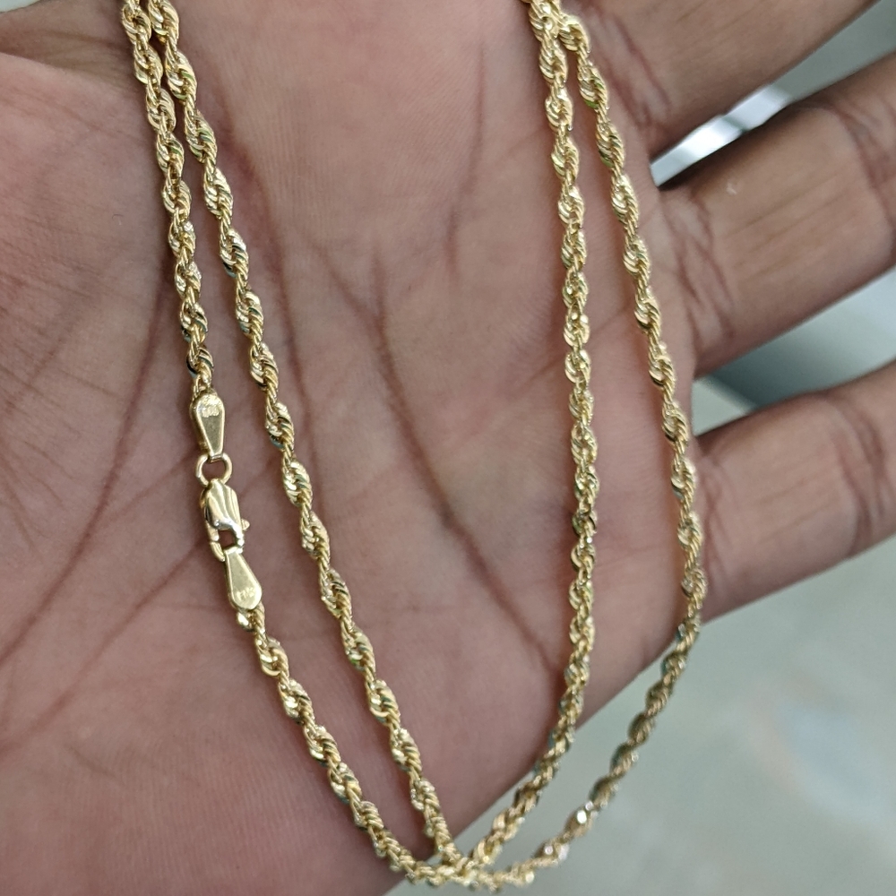 10kt Real Gold Rope Chain 2mm 24 inch - Picture 4 of 7